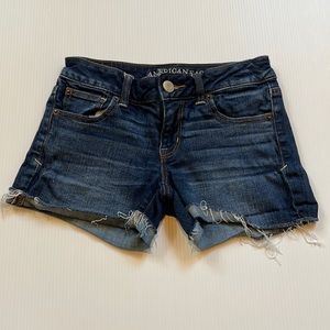 American Eagle Outfitters super stretch, blue, jean denim shorts. Women’s size 0